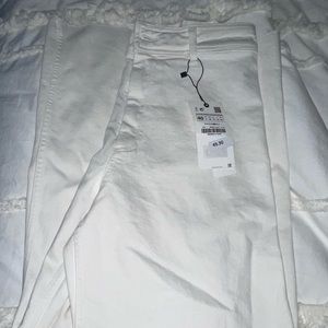 Zara Premium Marine Straight Jeans In Off White